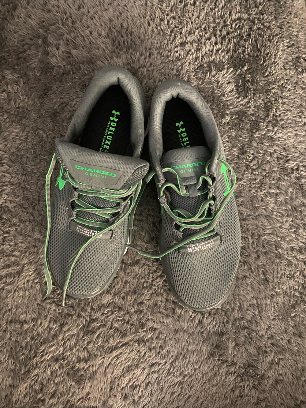 Under Armour Men's Gray Mesh Running Shoes with Green Accents